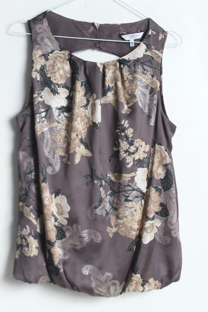 New Look Womens Sleeveless Satin Keyhole Back Top - Silver - Size 14 (48i)