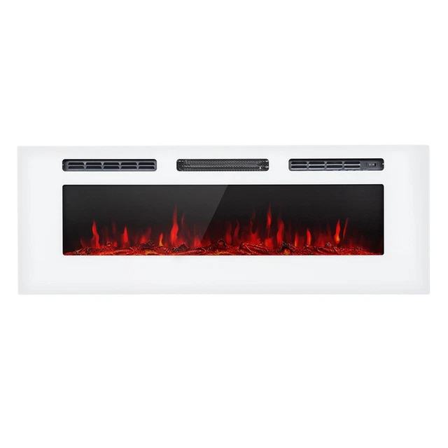 Elektrischer Wandkamin Kamin Ofen 1800 W weiß Elektrokamin Wand Fernbedienung