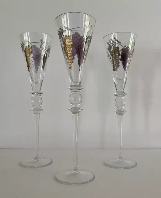 Vintage Royal Danube Crystal Tall Fluted Wine/Champagne Glasses