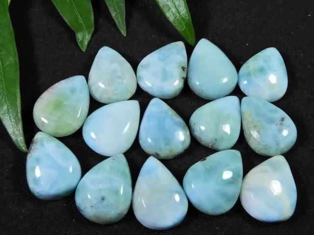 14 piezas de anillo de Larimar natural para hacer cabujones de pera, lote... 2