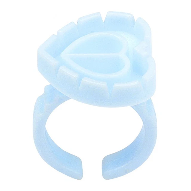 100pcs Heart Eyelash Extension Glue Ring Holder Eyelash Glue Cup (Blue) FS2#