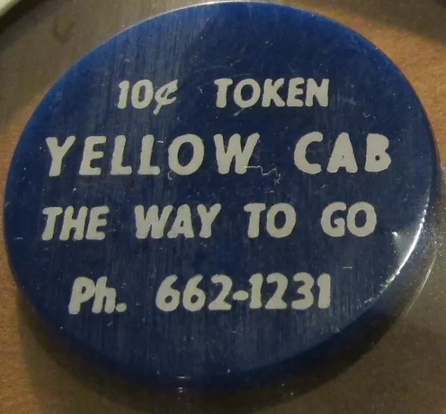 Vintage Yellow Cab Hutchinson, KS Blue Transit Taxi Cab Token - Kansas Kans.