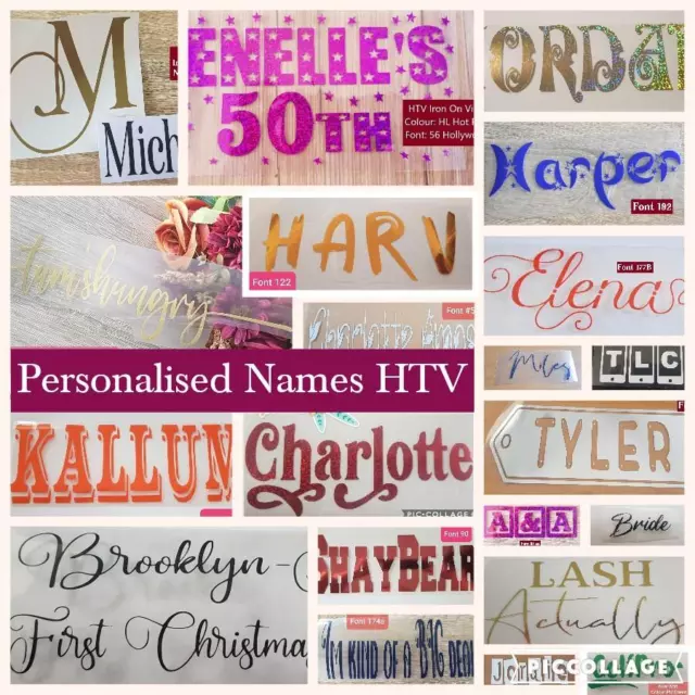 DIY Custom Personalised Name Vinyl Decal HTV Iron On Heat Transfer