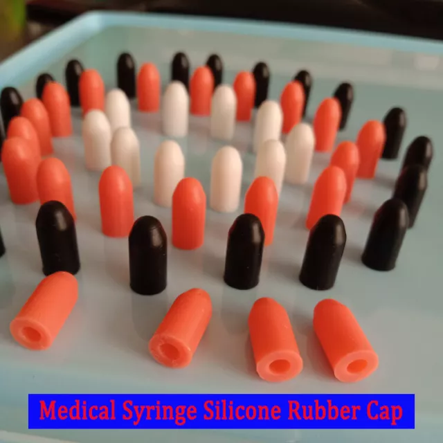 Silicone Rubber Cap Syringe Seal Plug Medical Sheath Waterproo Black/White/Red