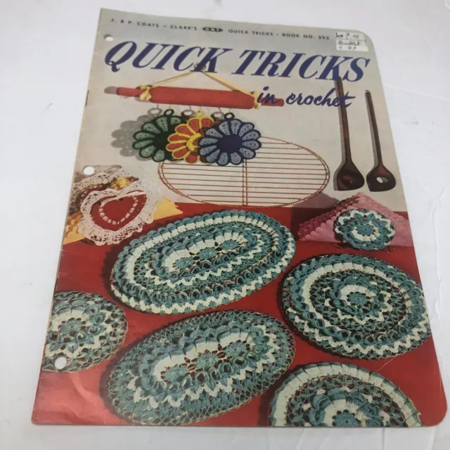 Abrigos y Clark 1952 primera edición libro de patrones, trucos rápidos en crochet libro 293