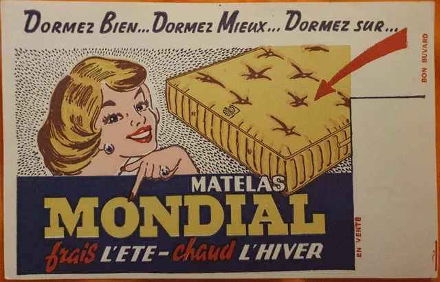 Buvard publicité MATELAS MONDIAL