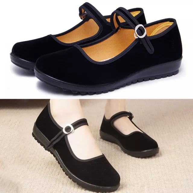 Womens Pumps Round Toe Flats Women Slip On Casual Dance Fashion Mary Jane Formal