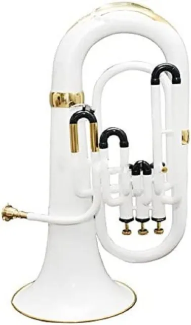 Euphonium 3 Valve Bb Pitch With Including Mouthpiece & Carry Case Gloves (White)