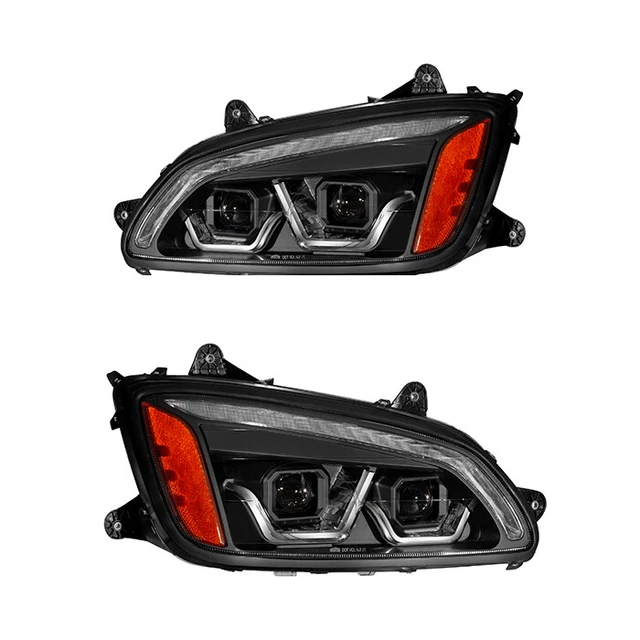 Speed Daddy LED Projector Headlights For Kenworth T270, T300, T700 2008-2019 – Black Housing, DRL