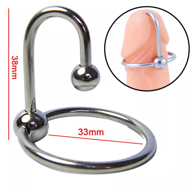 Urethra Sound Dilator Dual Ball Stainless_Steel_Penis Plug_Cock Sex Glans_Ring