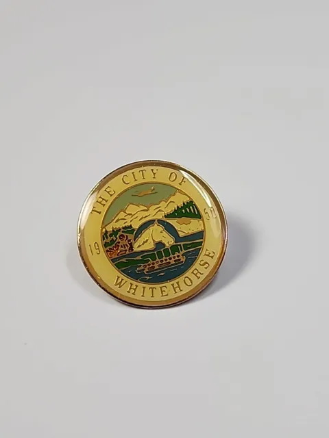 The City of Whitehorse Travel Souvenir Lapel Pin Capital of Yukon Canada