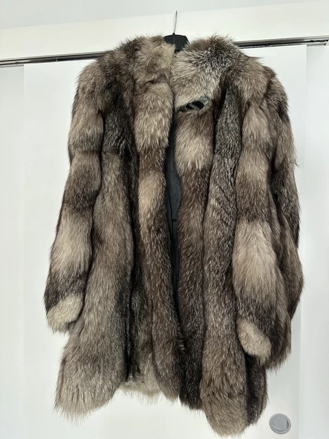 Manteau Fourrure Renard – Moutal Lyon, Gris, Taille S