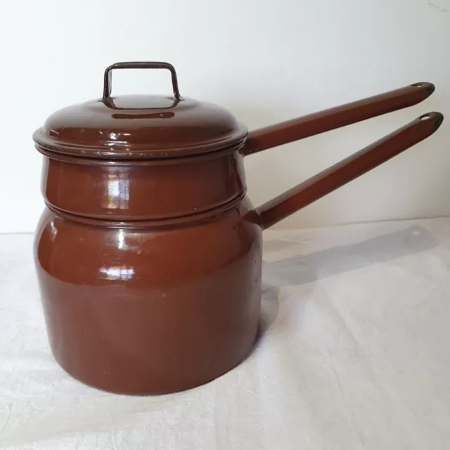 Vintage Brown Enamel Judge Ware Double Boiler Saucepan / Porringer – Kitchenalia