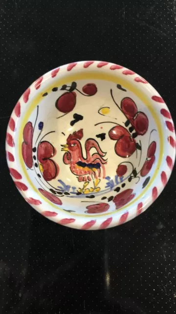 Vintage Small Italy FIMA DERUTA Floral Pottery Bowl Rooster handpainted