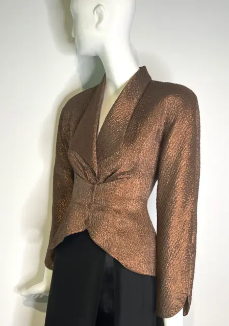 THIERRY MUGLER Bronze Copper METALLIC Blazer Jacket Size 40 France Vintage 1980s