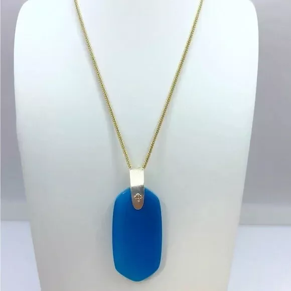 Kendra Scott Inez Gold Long Pendant Necklace In Teal Agate