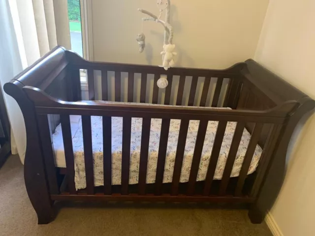 Beautiful Pre-loved Boori Sleigh Royale Cot Bed With Mattress