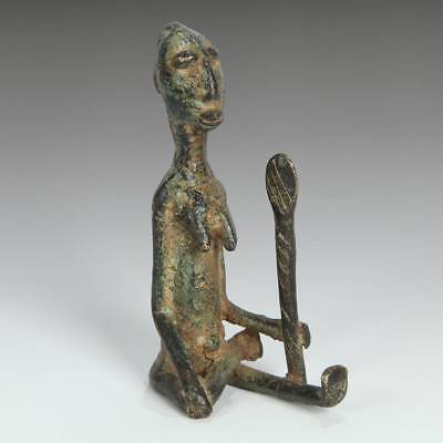 Vintage African Cast Bronze Female Figure Dogon Mali West Africa 20Th C.