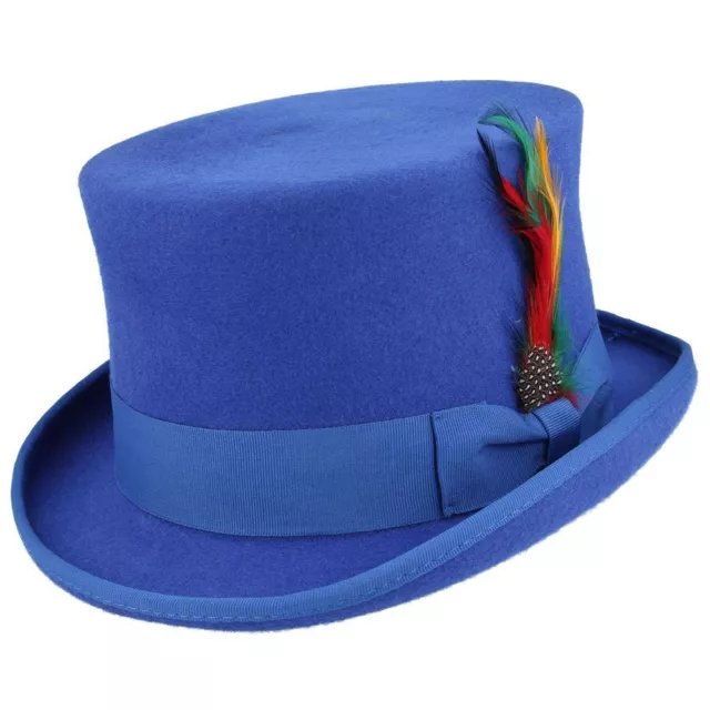 Men Women Top Hat 100% Wool Felt Fancy Premium Hat With Removable Feather