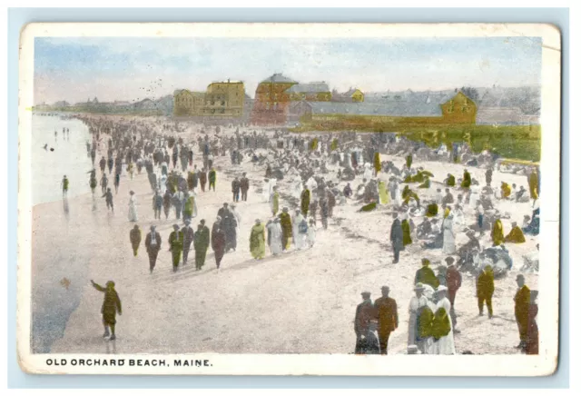 c1920s Scene of People in Old Orchard Beach, Maine ME Unposted Vintage Postcard