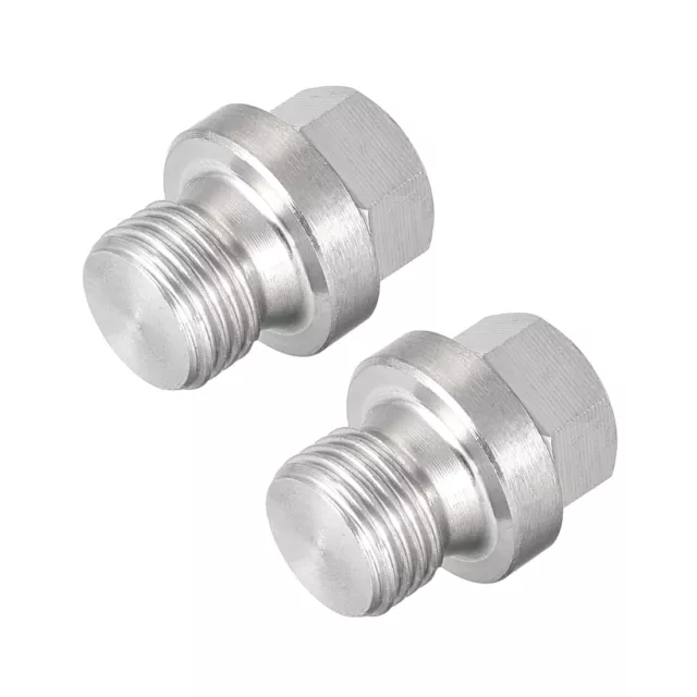 M10 x 1 Male Hex Head Plug 304 Stainless Steel Solid Thread Pipe Fitting 2Pcs