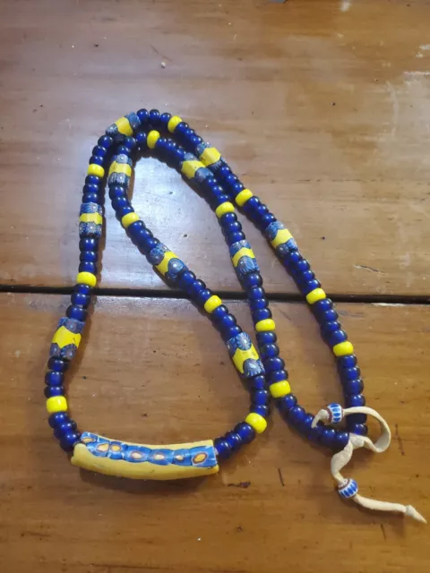 Antique Venetian Millefiori African Murano Trade Bead Necklace