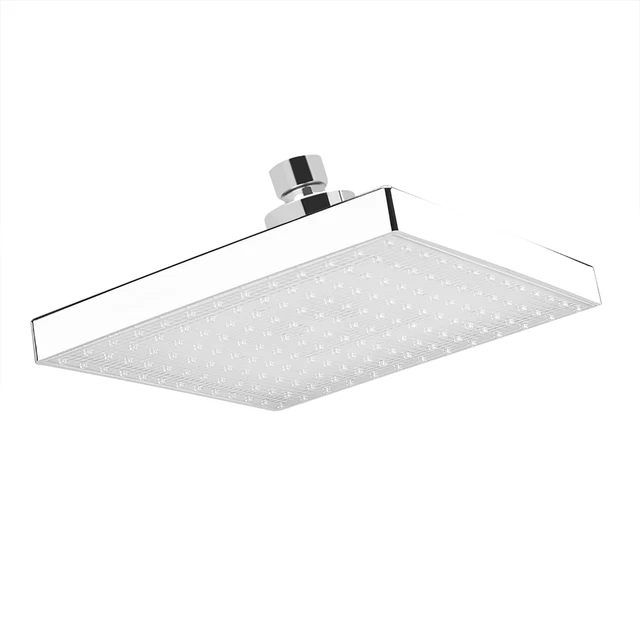 8& INCH SQUARE Chrome Face Rainfall LED Shower Head 7 Colors Changing ...