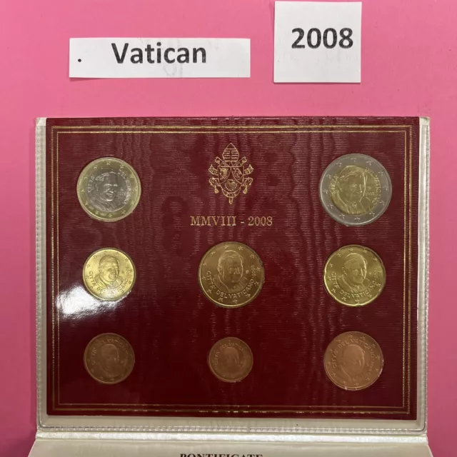 Coffret BU 8 pièces  Vatican 2007  de 1 cnt à 2 euros BE Neuve 🇻🇦 Benoît XVI