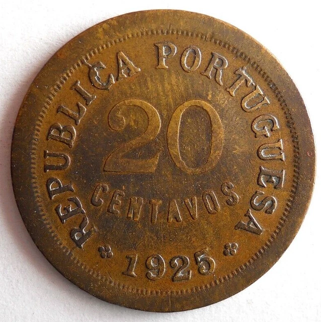 1925 Portugal 20 Centavos RARE Old World Coin