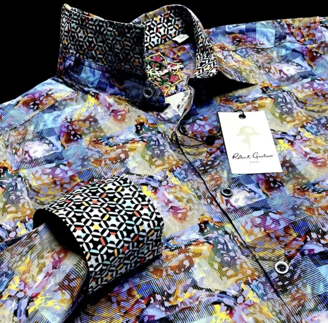 Robert Graham Shirt Mens Geometric Colorful Masterpiece Long Sleeve New M & L