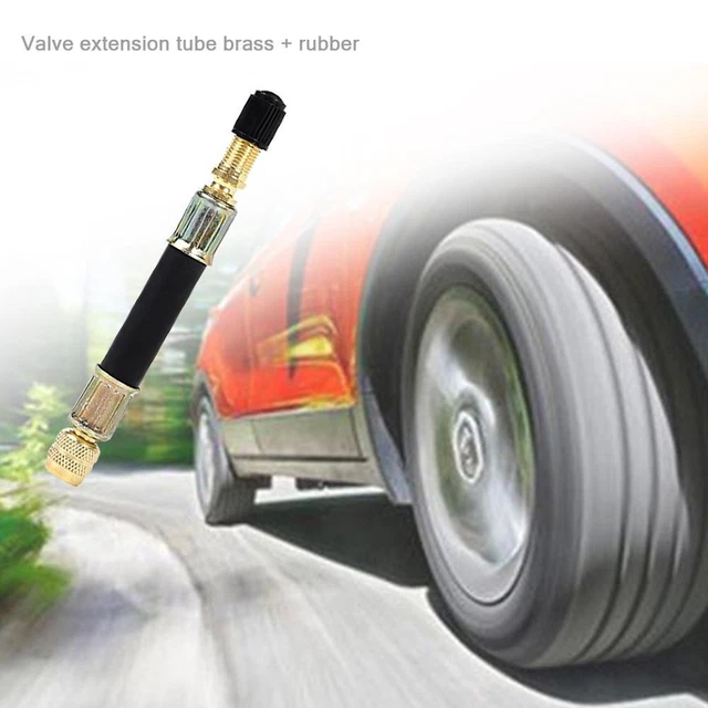 Set Extensión Válvula Para Inflar Neumáticos - Manguera 23 Cm Y Adaptador, Para Coche, Moto, Bici