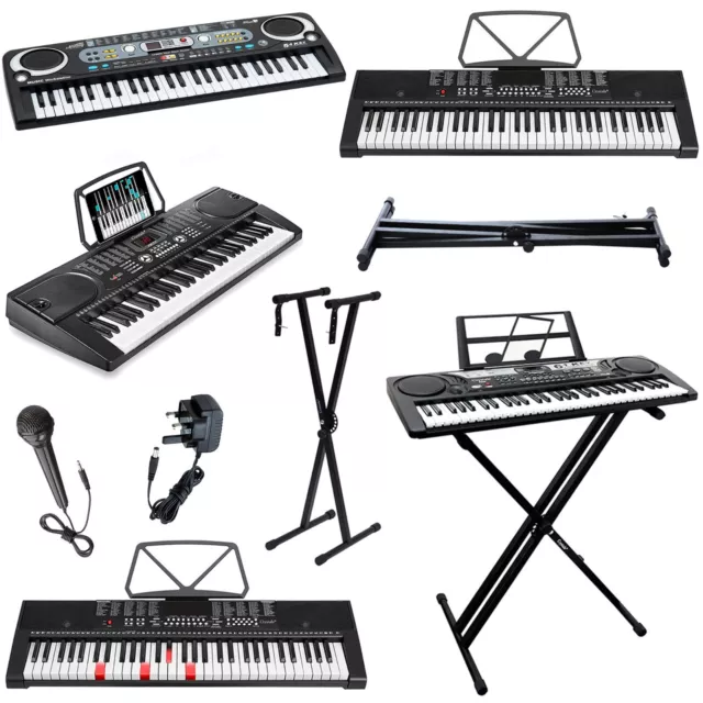 61 Keys Electronic Keyboard Digital Music Piano Microphone, Music Stand & Chair