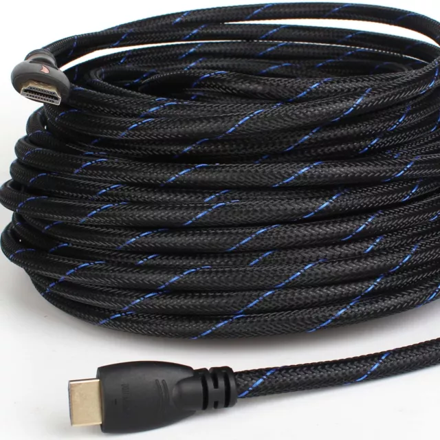 Braided 2m 3m 5m 15m 20m HDMI Cable HD 1080p 4K 3D High Speed + Ethernet HEC ARC