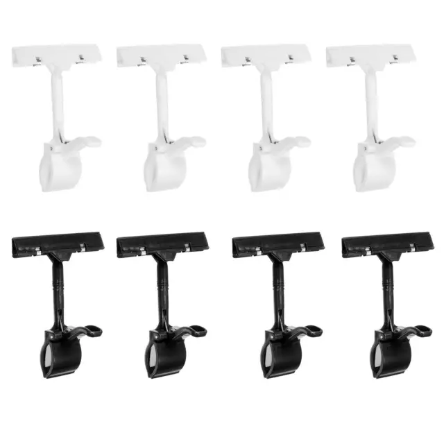 Ajustable Plástico Señal Clip,  Giratorio Mercancía Clips Negro Blanco 8uds