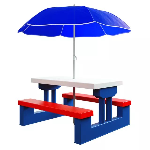 Salon de jardin pour enfants table et bancs avec parasol ensemble jardin jeux