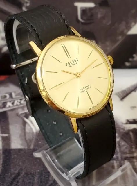 Wristwatch Poljot De Luxe Rare USSR, Extra Slim 1980