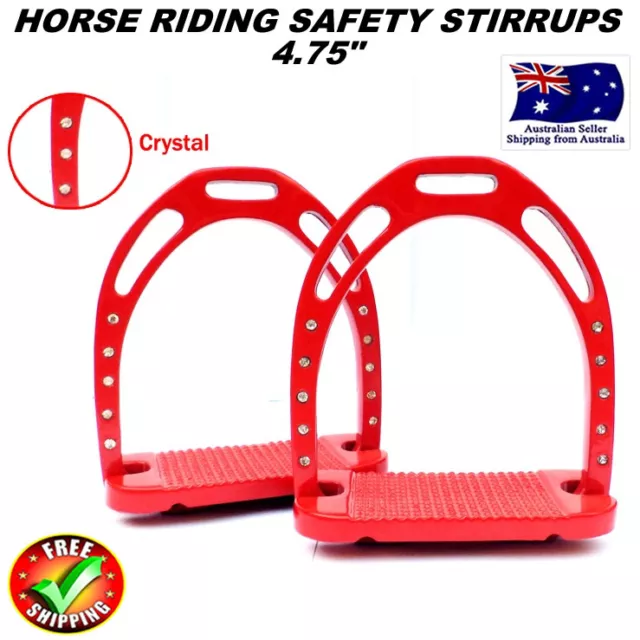 Safety Saddle Stirrup Horse Riding Aluminum Irons With Treads Crystals/Diamante