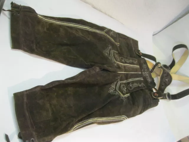 Ginocchiale Meindl pantaloni tradizionali in pelle uomo taglia 46 usate bretelle in pelle