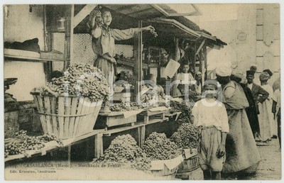 Carte postale ANIMEE CPA MAROC Marchands de fruits 1920 ca CASABLANCA 
