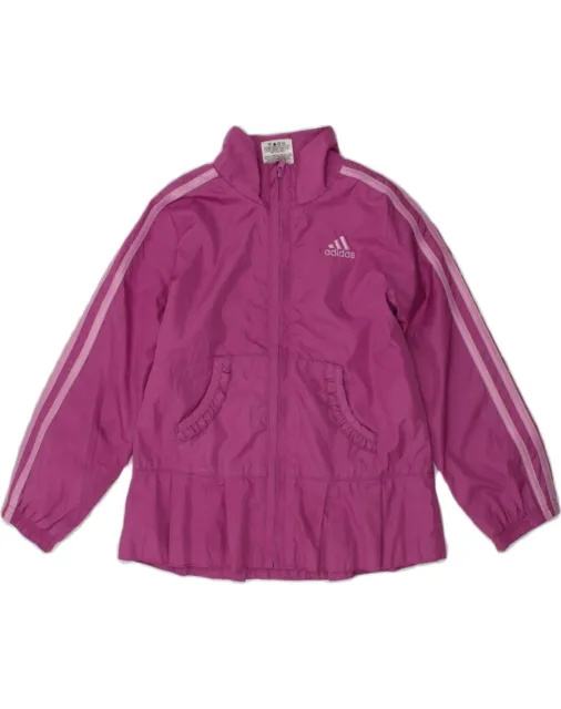 ADIDAS Girls Tracksuit Top Jacket 3-4 Years Pink Polyester AJ06