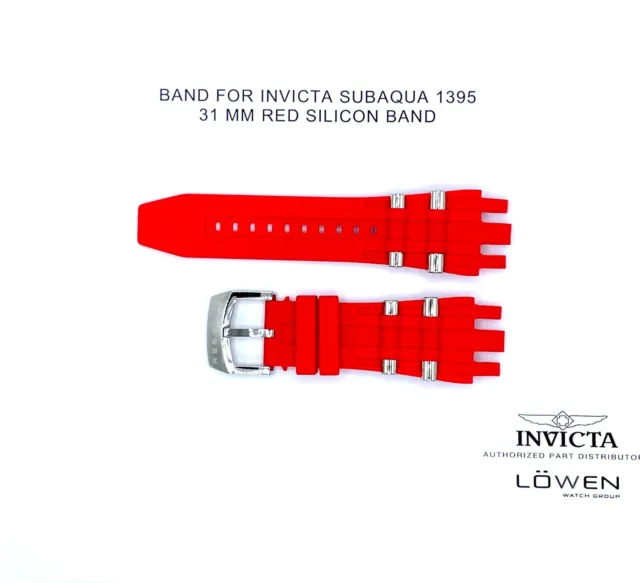 Authentic Invicta Subaqua 1395 Red Silicon & Stainless Steel 31MM Watch Band