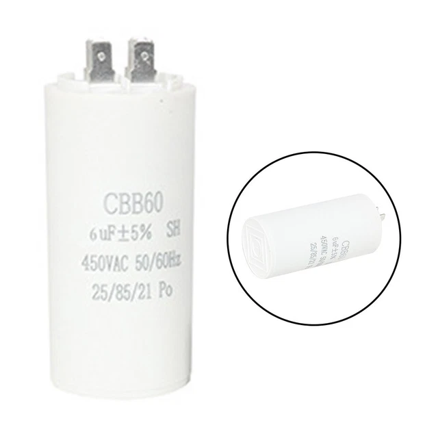 Condensateur Moteur CBB60 8µF 450V - Pour Démarrage Ou Permanent - Marque SR Passives - Neuf