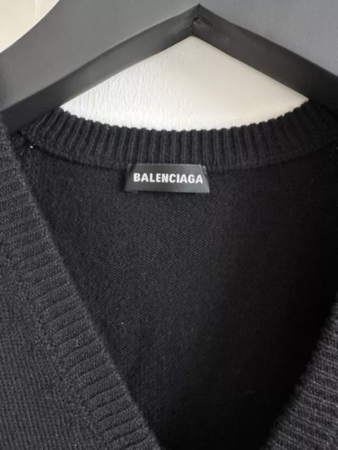 BALENCIAGA BLACK CASHMERE V-Neck Sweater Size L $400.00 - PicClick