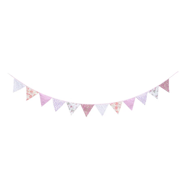 Guirlande Fanions Macaron 4 Mètres - 12 Fanions Triangulaires Imperméables En Toile De Jute Pour Décoration Fête, Mariage, Anniversaire