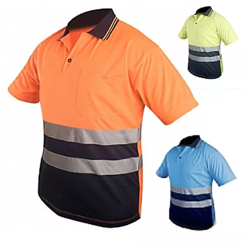 POLO Haute visibilité sécurité ORANGE FLUO PERSONNALISABLE Taille XL