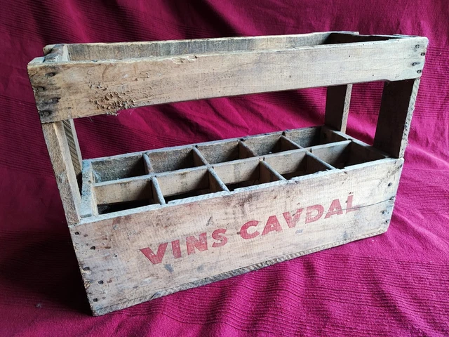 Porte-bouteilles Ancien – Métal Et Bois – Panier à Bouteille De Vin – Fabrication Française