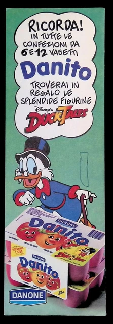 Pubblicita' Vintage 1987 Figurine Disney Duck Tales Danito Danone Advertising