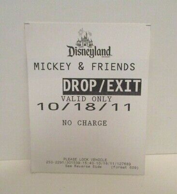 Disney Disneyland Resort Theme Park Mickey & Friends Parking Lot Receipt 2011