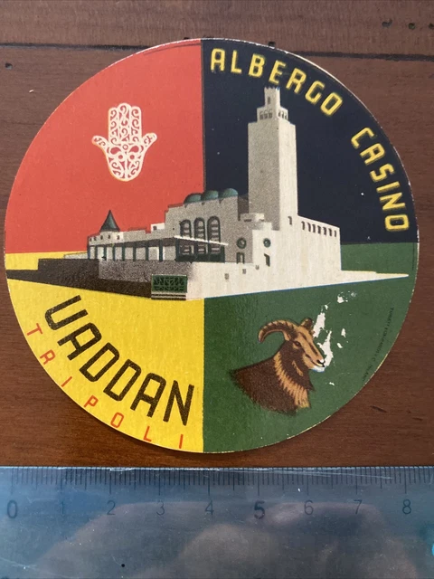 etichetta hotel valigia luggage label ALBERGO CASINO UADDAN TRIPOLI