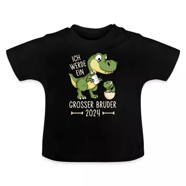 T-shirt biologica Grande Fratello 2024 dinosauro Dino frase bambino con collo rotondo